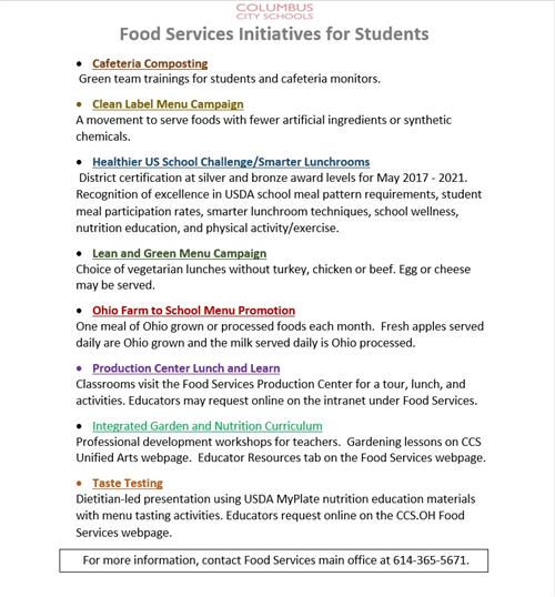 Food Services Initiatives